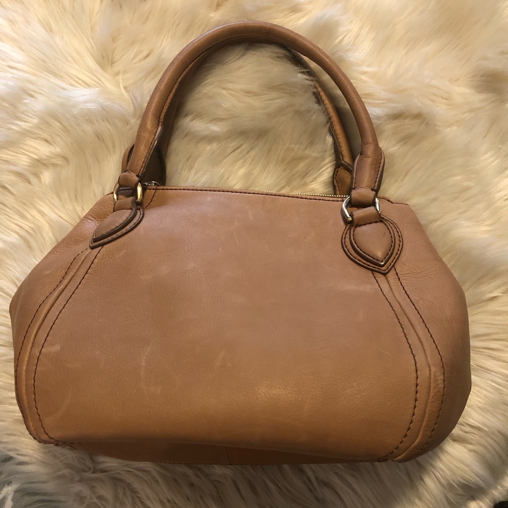 J Crew Peyton tan leather satchel handbag